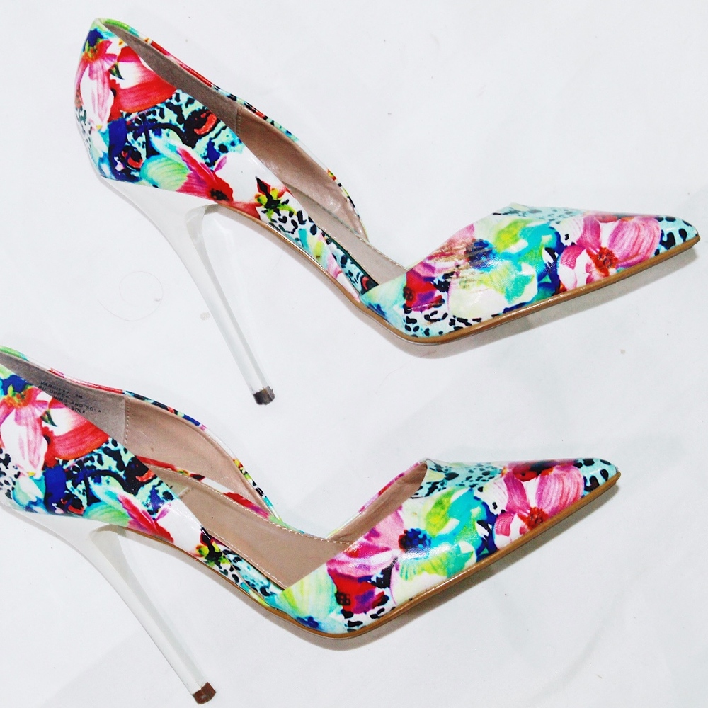 Steve Madden Leather Pumps, White Floral